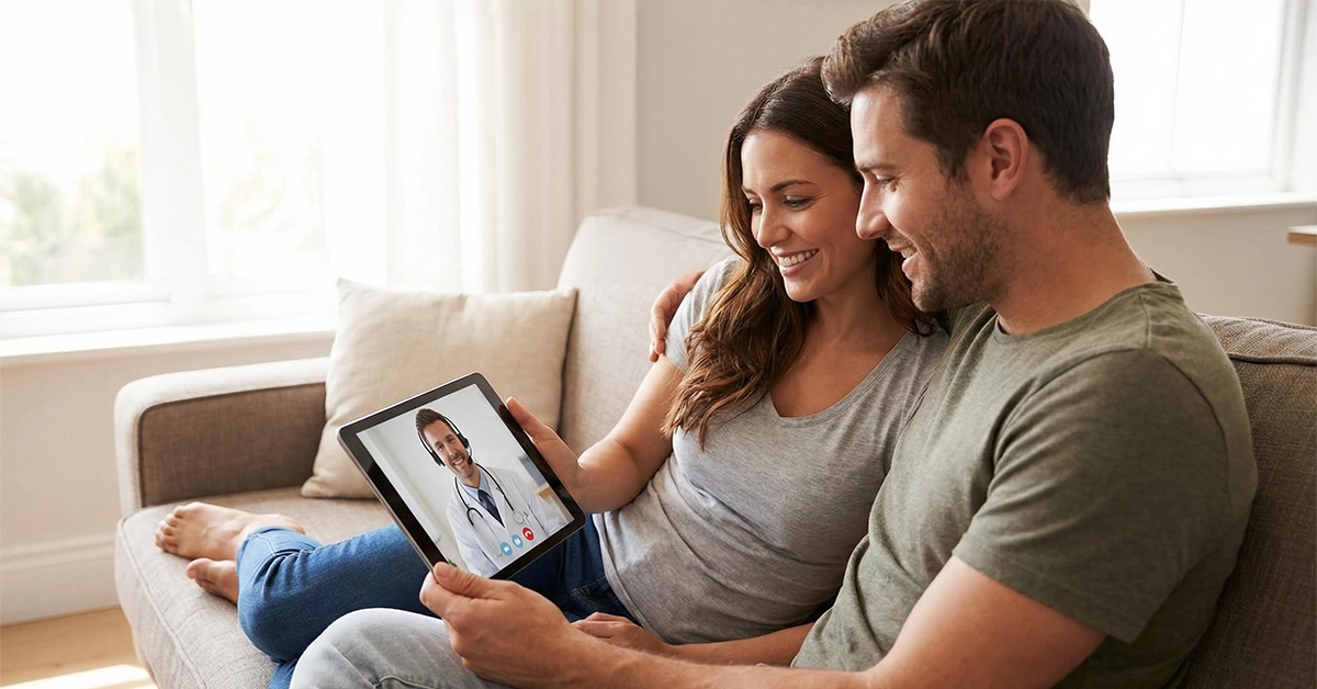 telemedicine couple on couch